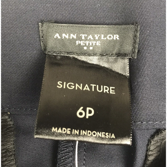 NWT Ann Taylor Signature Fit Crop Dress Pants Straight Navy Blue Capri Petite 6 - Picture 7 of 8